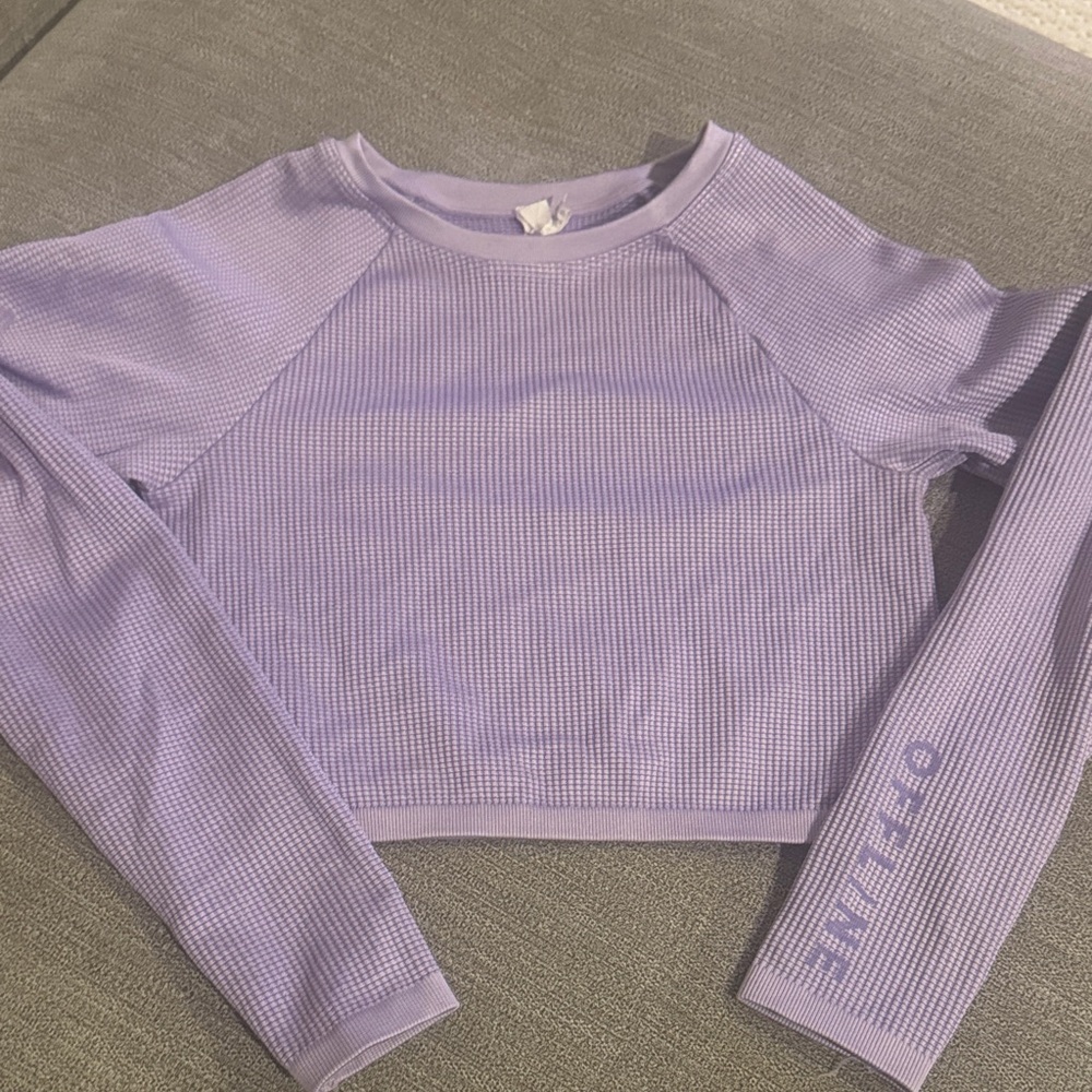 Aerie offline Purple Long Sleeve Crop Top